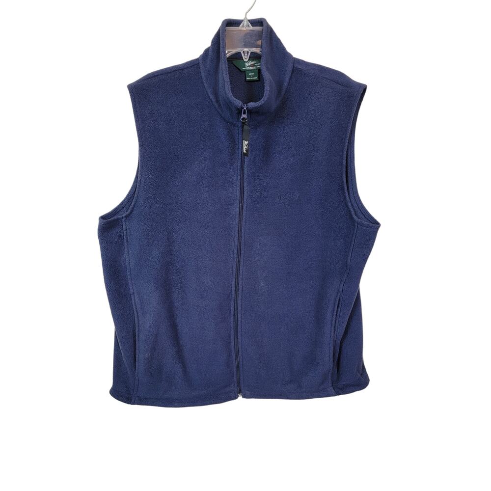 Woolrich Zip Up Fleece Vest Men's Size Large Blue Sleeveless Mock Neck